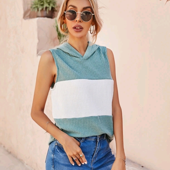 🍉5 for $25* Hooded Colorblock Tank - Picture 5 of 8